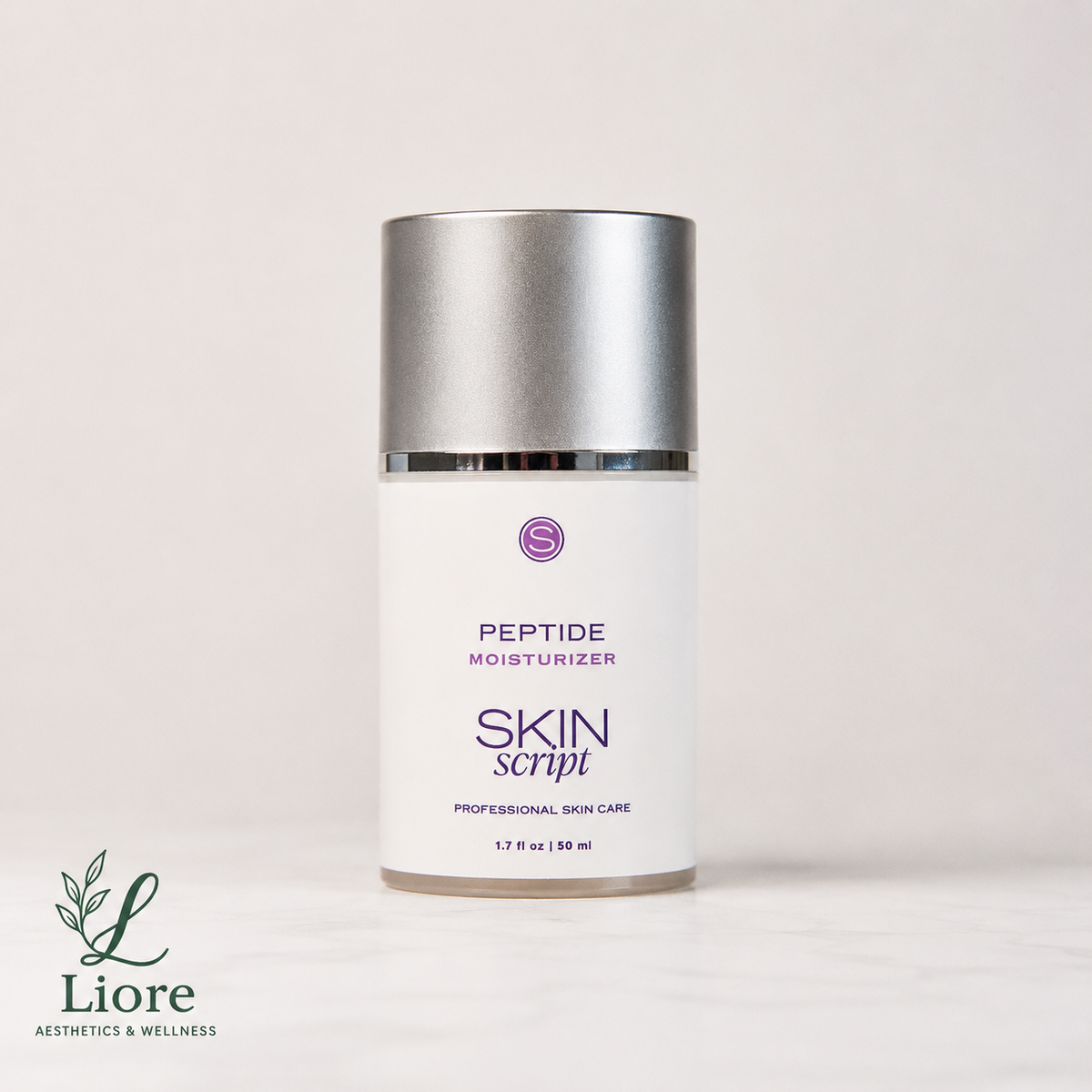 Skin Script Peptide Moisturizer 1.7 oz with Liore Aesthetics & Wellness logo