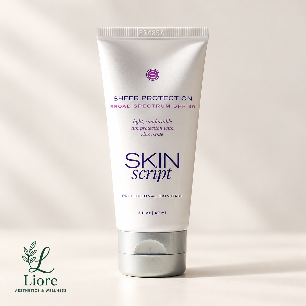 Skin Script Sheer Protection SPF 30 with Liore Aesthetics & Wellness logo