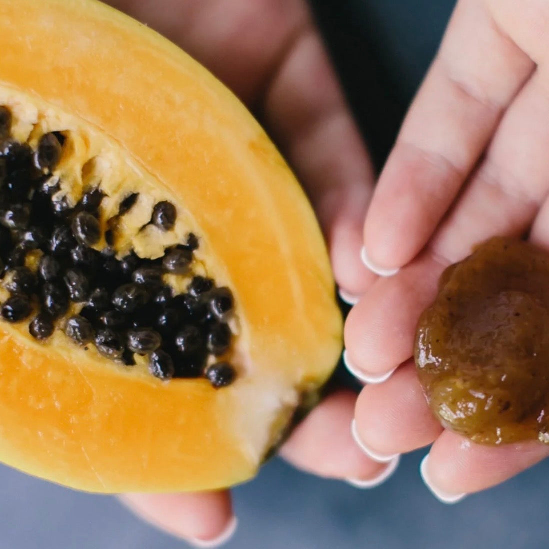 Sorella Apothecary Papaya & Pumpkin Mask texture with papaya